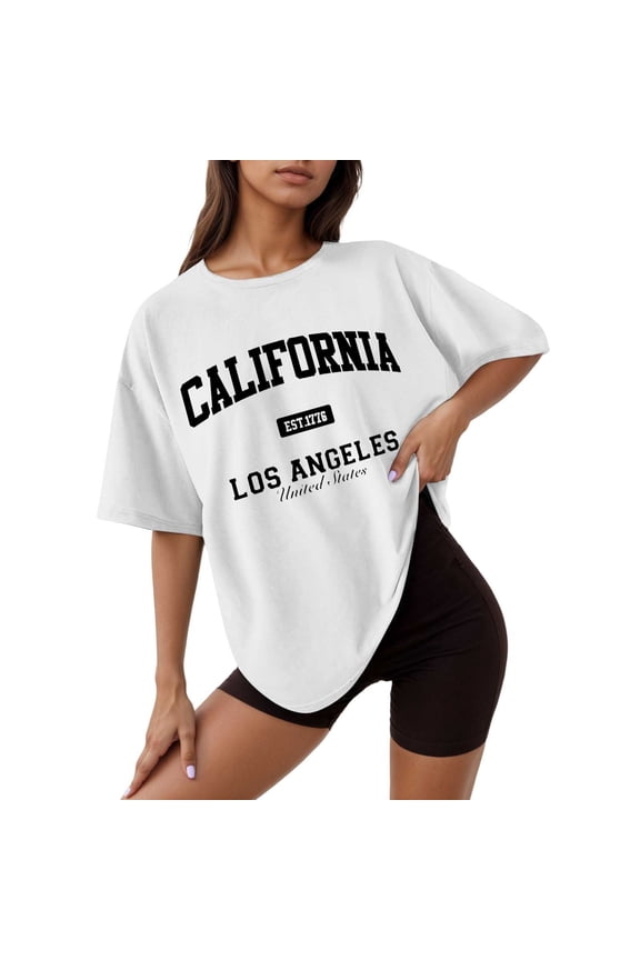 Plus Size Summer Clothes for Women Casual Printed Round Neck Short Sleeved Loose T Shirt Women S Tunic Top Short Sleeve Long Shirts for Lady Guard 4 8 Slim Fit V Neck Shirt Sleep White L