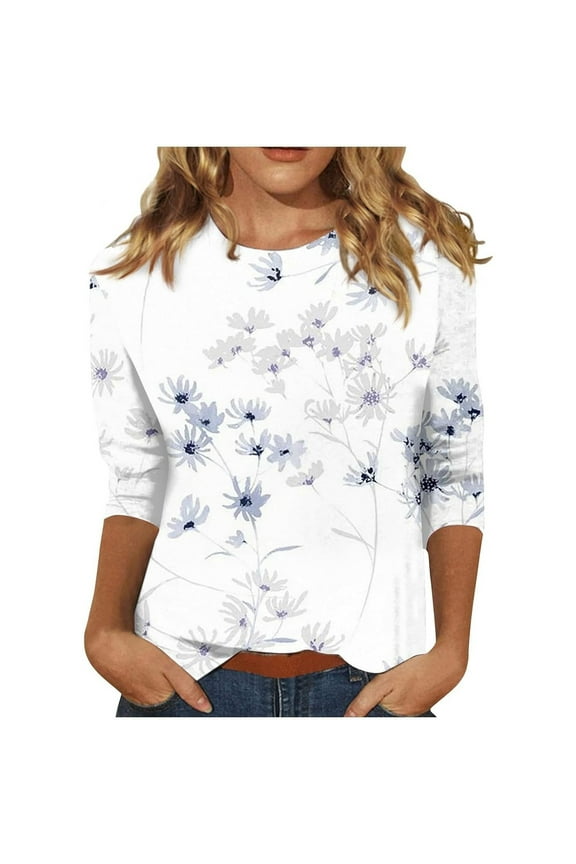 Plus Size Summer Clothes for Women Easter Rabbit Leisure Print Round Neck Oversized 3/ 4 Sleeve Sleeve T Shirt Top Striped Tops for Women Tunics Turtle Neck Top T Shirts Plain Satin White XL