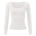 thumbnail image 1 of Plus Size Summer Clothes for Women Fal And Winter Slim Top With A Base Lady Work Blouse Womens Shirts Dressy Casual Active Shirts Small Sleeve Women Workout Long Sleeve Pack Athletic White XL, 1 of 5