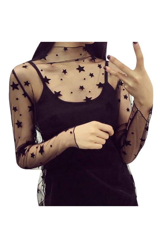 Plus Size Summer Clothes for Women Fashion Women's Casual Mesh O-Neck Long Sleeve Printed Loose Ladies Tops Shirts Women Button down Shirts Short Sleeve Warmer Tops Womens Tee Shirt Womens E One Size