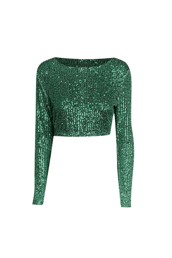 Plus Size Summer Clothes for Women Long Sleeve Sequined Sexy Top 3 4 Sleeve Tee Sweater Short Women Workout Shirts Woman Ware Short Womens Running Shirts Workout Pack Ladies Long Green XL