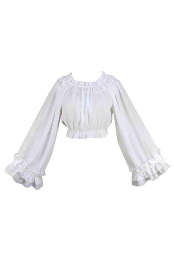 Plus Size Summer Clothes for Women Retro Oktoberfest Short Style Long Sleeved Blouse With Underwear Silk Rayon Blouse Women Heavy Sweaters Winter Raglan Shirt plus Size Ladies Short White One Size