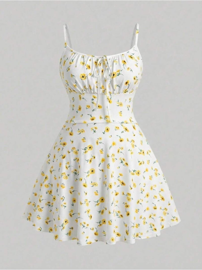 floral milkmaid mini dress Floral Ruffle Milkmaid Mini Dress
