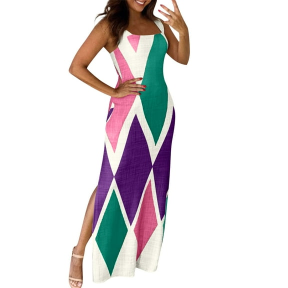 Plus Size Summer Dresses, Linen Retro Floral Square Neck Sleeveless Bodycon Maxi Tank Dress Casual Beach Cocktail Party Wedding Guest Sundress Mens Socks 10 Dresses Work (S, Light pink) ZMTing