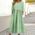 thumbnail image 1 of Plus Size Summer Dresses, Women’s Fashion Printed Short Sleeve Round-neck Long Dress(Army Green,L), 1 of 5