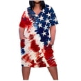 thumbnail image 1 of Plus Size Summer Dresses for Women Short Sleeve V Neck Comfort Fashion Dresses Dressy Patriotic Wear with Pockets, 1 of 4