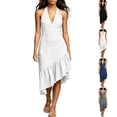 thumbnail image 1 of Plus Size Summer Dresses for Women Women's Fashion Crewneck Loose Half Sleeve Solid Knee-Length Dress White Xxxl, 1 of 6