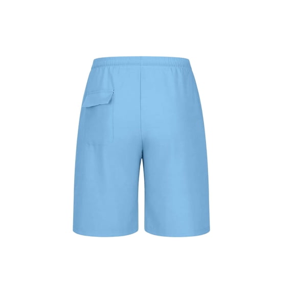Plus Size Summer Mens Casual Solid Color Elastic Waist Drawstring Sports Lightweight Breathable Pocket Shorts
