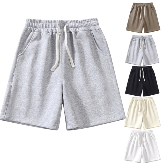 Shorts for Men Solid Color Loose Casual Sports Capris Shorts Half Shorts Pants with Pockets for Casual Beach Pants Beige 2XL