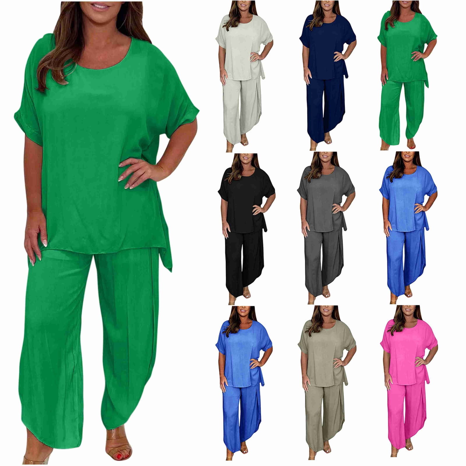 summer plus size two piece sets