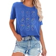 thumbnail image 1 of Plus Size Summer Shirt for Women Casual Printed Short Sleeve Crew Neck Tshirt Trendy Lighweight Tops (XS, Blue), 1 of 8