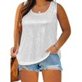 thumbnail image 1 of Plus Size Summer Sleeveless Women Sequin Patchwork Tank Tops Shirt, 1 of 5