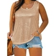 thumbnail image 1 of Plus Size Summer Sleeveless Women Sequin Patchwork Tank Tops Shirt, 1 of 5