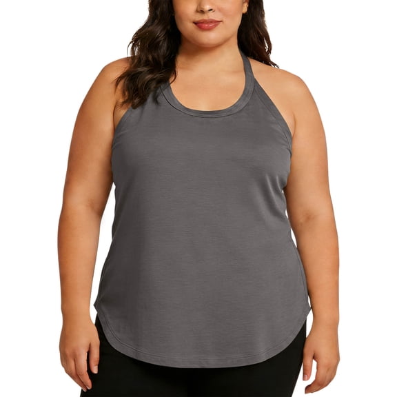 Plus Size Summer Tops Women Racerback Yoga Sport Tank Top Sleeveless Casual Basic Tees Curved Hem Camisole (XL, Gray)