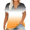thumbnail image 1 of Plus Size Summer Tunic Tops for Women Notch V Neck Petal Sleeve Dressy Blouses Printed Casual Loose Fit Tee Shirts, 1 of 5