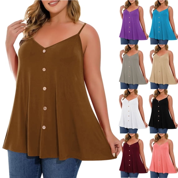 Plus Size Summer Womens Tops Fashionable Printed V-Neck Sleeveless