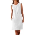 thumbnail image 1 of Plus Size Sun Dresses for Womens 2026 Summer Fashion Round-Neck Pockets Button Dress Solid Sleeveless Dress, 1 of 4