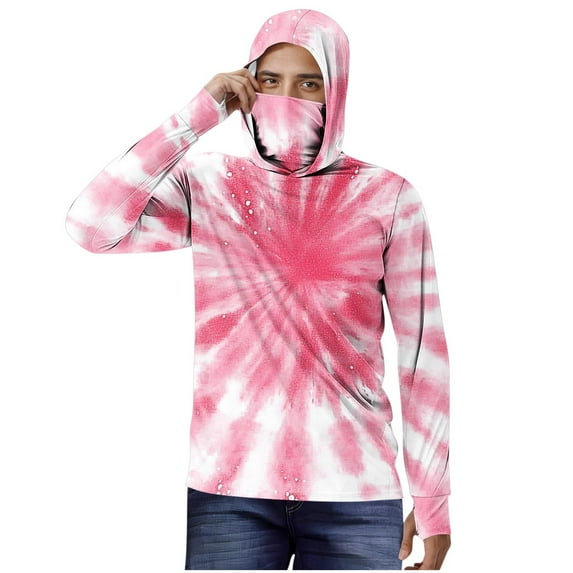 Plus Size Sun Protection Hoodie for Mens,Summer UPF 50+ Long Sleeve Shirts UV Spf Tee Shirts Sun-Protective Clothing Sun Protection Hoodie with Mask Trends Lightweight Workout Running Gym Blouses