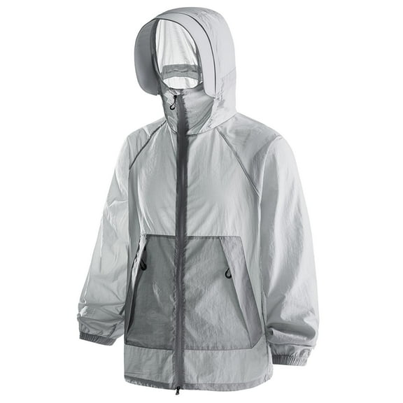 Plus Size Sun Protection Hoodie for Women Upf 50  Long Sleeve Tee Shirts with Mask Front Zipper Long Sleeve Jackets Rash Guard Quick Dry UV SPF T-Shirts Swim Shirt Workout Hiking Tops SPF Top Outdoor