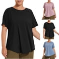 thumbnail image 1 of Plus Size Sun Protection Workout Tops Short Sleeve Shirts Tees for Women Trendy Breathable Athletic Yoga Spring Summer Outfits | CSEONE,Pink XL, 1 of 9