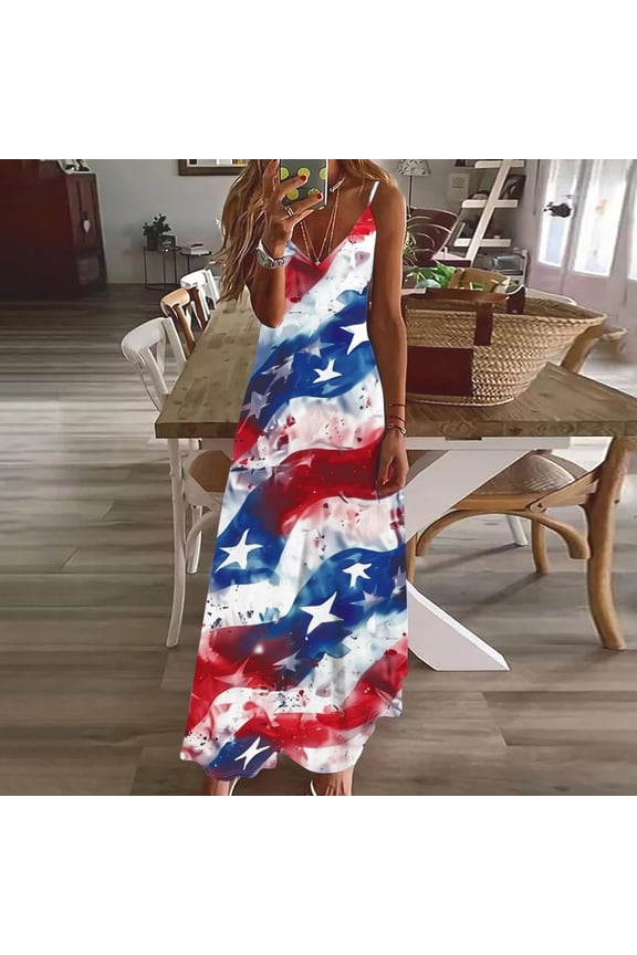 Plus Size Sundress Summer Dresses For Women Print Sleeveless Round Neck Dress Casual Long Dresses M Multicolor S