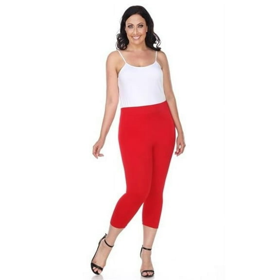 Plus Size Super Soft Capri Leggings, White - One Size