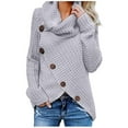thumbnail image 1 of Plus Size Sweater Tops On Seasonal Women's Solid Thin Puff Sleeves Long Sleeve V- Neck Sweaters Tops Gray 6(M), 1 of 7