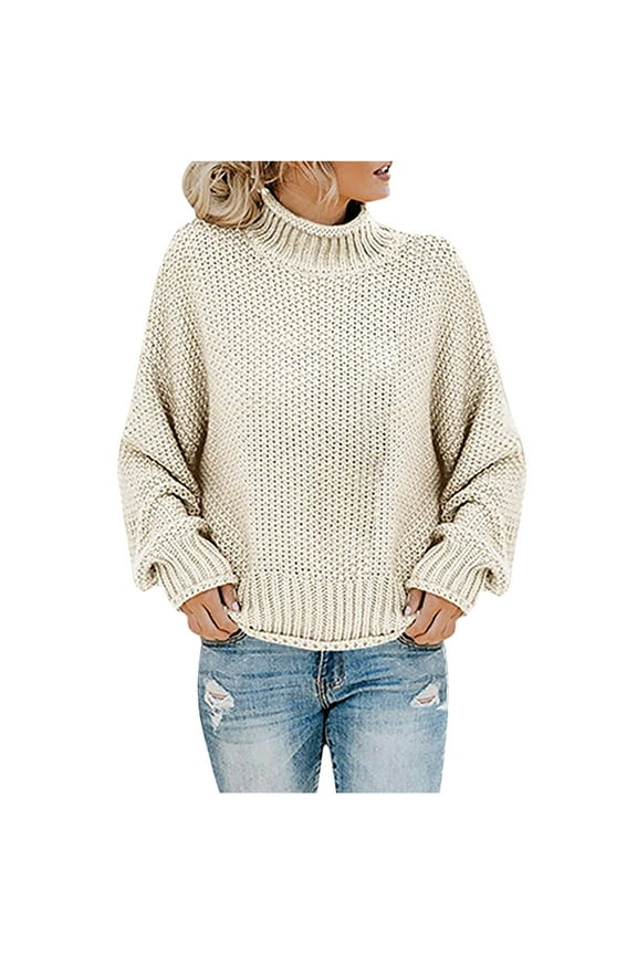 Plus Size Sweater Tops On Seasonal Women's Solid Tops Knitting Long Sleeves Pullover Sweater White 10(XL)