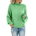 thumbnail image 1 of Plus Size Sweaters For Women Knitted Sweater Clothing Thick Thread High Neck Pullover Women Women's Pullover Sweater ,Green, 1 of 1