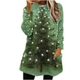 thumbnail image 1 of Plus Size Sweaters Tunic Tops for Women Loose Fit Crewneck Fleece Long Sleeve Sweatshirt Pullover with 2 Pockets (S, Green 01), 1 of 6