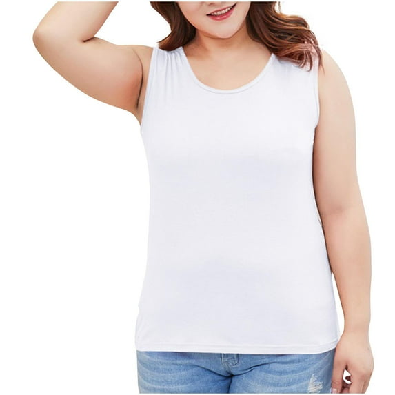 Plus Size Sweaters for Women,Plus Size Clothes for Women,Solid Color Plus Size Camisole Thin Increased Elasticity Base Shirt Round Neck Tank,Camisole for Women
