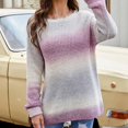 thumbnail image 1 of Plus Size Sweaters for Women Long Sleeve Knit Pullover Fall Loose Sweatshirt Color Block Jumper Crewneck Tops (XL, Purple), 1 of 3