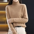 thumbnail image 1 of Plus Size Sweaters for Women Winter Fall Clothes New Turtleneck Sweater Slim-fit Thick Knitted Sweater Coffee, 1 of 5