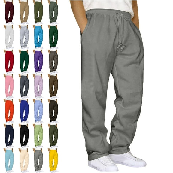 Plus Size Sweatpants for Women and Men Sweatpants with Pockets Solid Color Elastic Waist Drawstring Workout Straight Leg Pants Outdoor Unisex Sports Pants Metrosexual Pants Women's Sweatpants