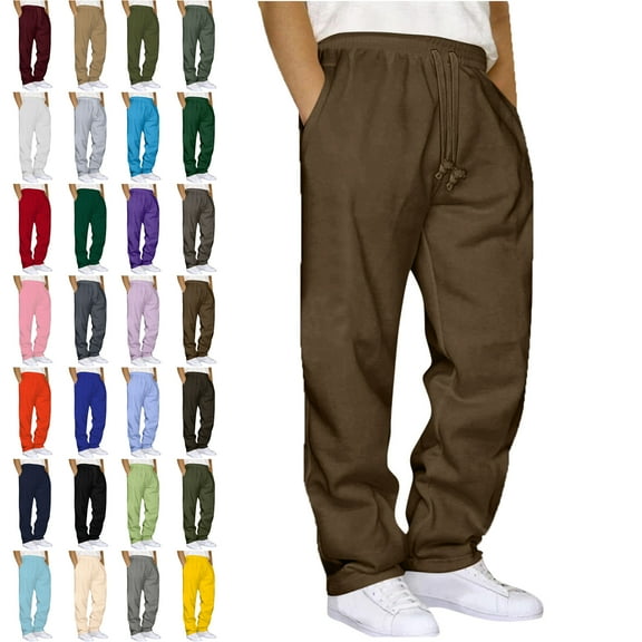 Plus Size Sweatpants for Women and Men Sweatpants with Pockets Solid Color Elastic Waist Drawstring Workout Straight Leg Pants Outdoor Unisex Sports Pants Metrosexual Pants Women's Sweatpants