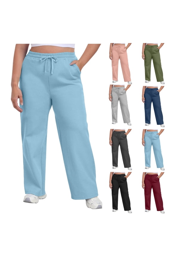 Plus Size Sweatpants for Women with Pockets Elastic Waist with Drawstring Pants Pants for Women Joggers Pants Casual Soft Sweatpants Lounge Pants on Clearance