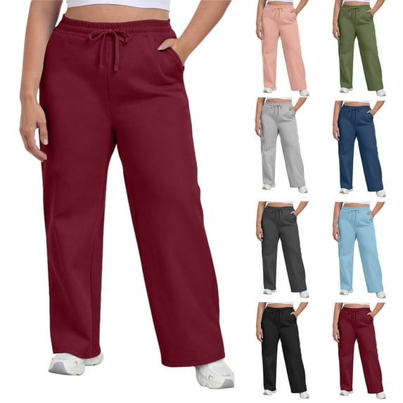 Plus Size Sweatpants for Women with Pockets Elastic Waist with Drawstring Pants Pants for Women Joggers Pants Casual Soft Sweatpants Lounge Pants on Clearance