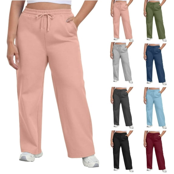 Plus Size Sweatpants for Women with Pockets Elastic Waist with Drawstring Pants Pants for Women Joggers Pants Casual Soft Sweatpants Lounge Pants on Clearance