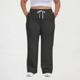 thumbnail image 1 of Plus Size Sweatpants for Women Baggy Drawstring High Waist Workout Gym Jogger Wide Leg Athletic Pants with Pockets Dark Gray XXL, 1 of 6