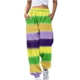 thumbnail image 1 of Plus Size Sweatpants for Women Cute Fashion Color Block Patchwork Loose Joggers Elastic Waisted Unisex Holiday Pants(Purple,XXXXXXL), 1 of 2