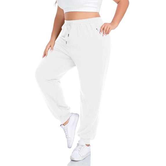 Plus Size Sweatpants for Women Drawstring Jogger Pants Loose Fit Elastic Waist Workout Lounge Pants with Pockets,1X-5X