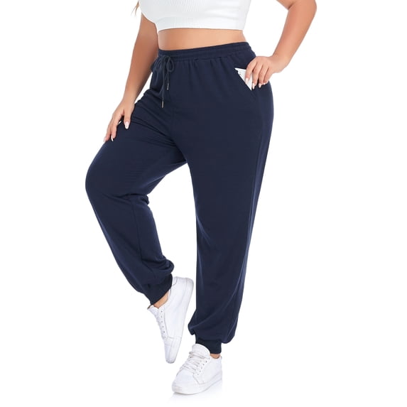 Plus Size Sweatpants for Women Drawstring Jogger Pants Loose Fit Elastic Waist Workout Lounge Pants with Pockets,1X-5X