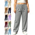 thumbnail image 1 of Plus Size Sweatpants for Women Elastic Drawstring Waist Loose Fit Casual Workout Lounge Fall Winter Everyday Pants with Pockets, 1 of 9