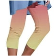 thumbnail image 1 of Plus Size Sweatpants for Women Summer Athletic Elastic Waist Print Capri Pants Tight Stretch Slimming Yoga Pants, Yellow, XXXL, 1 of 5