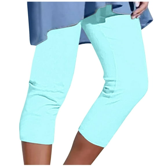 Plus Size Sweatpants for Women Summer Athletic Elastic Waist Slim-Leg Capri Pants Tight Stretch Slimming Yoga Sweatpants, Mint Green, L