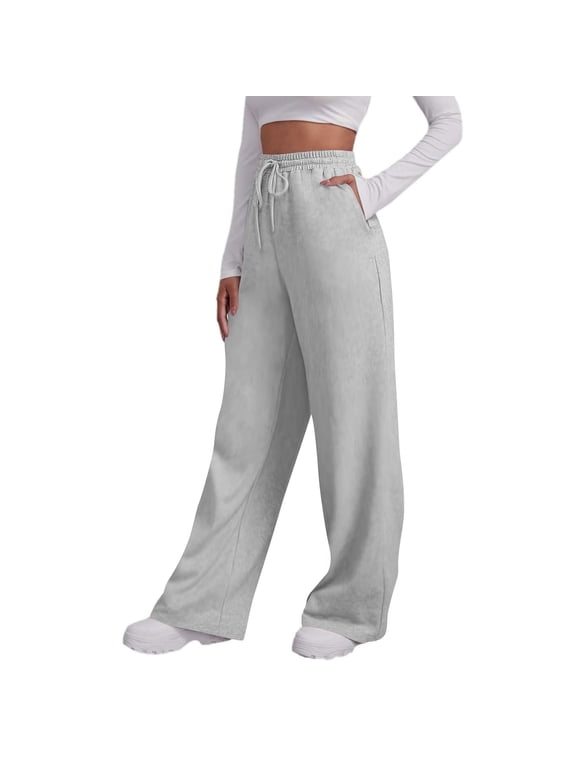 Plus Size Sweatpants for Women with Pockets Joggers Cargo Sweat Pants Solid Color Baggy Womens Pants for Work Clothing