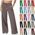 thumbnail image 1 of Plus Size Sweatpants for Womens High Waist Solid Color Casual Straight Leg Wide Leg Drawstring Pocket Sweatpants Long Pants, 1 of 7