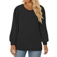 thumbnail image 1 of NISVIYA Womens Plus Size Tops Fall Casual Loose Fit Crew-Neck Tees Lightweight Puff Sleeve Sweatshirts, 1 of 7