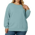 thumbnail image 1 of Plus Size Sweatshirt for Women Oversized Crewneck Long Sleeve Pullover Tops Solid Color for Casual Loungewear,Light Blue,L, 1 of 4