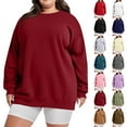 thumbnail image 1 of Plus Size Sweatshirt for Women Round Neck Tops Long Sleeve Shirts Business Blouses Lightweight Basic Tees Trendy Cute T Shirts Fall/Spring Clothes, 1 of 7